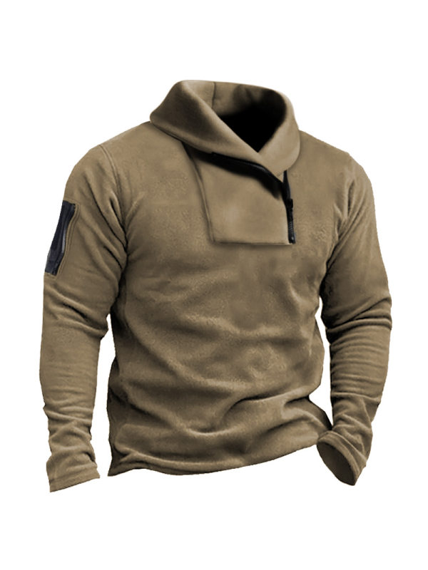 Men's Vintage Outdoor Training Zipper Pocket Tactical Sweatshirt