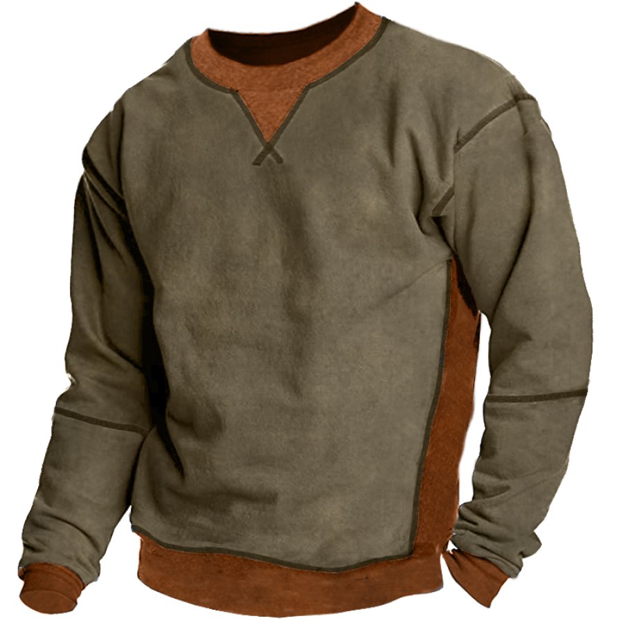 

Men's Vintage Color Block Outdoor Crew Neck Sweatshirt