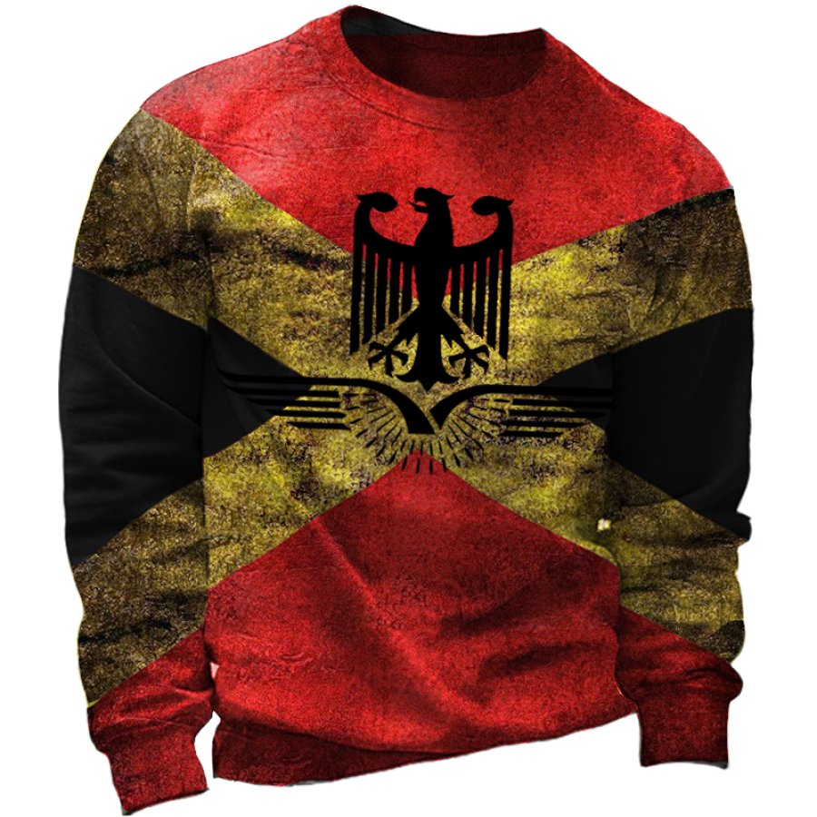 

Men's Vintage German Flag Eagle Print Crewneck Sweatshirt