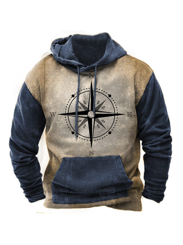 Men's Vintage Nautical Compass Nautical Print Hoodie