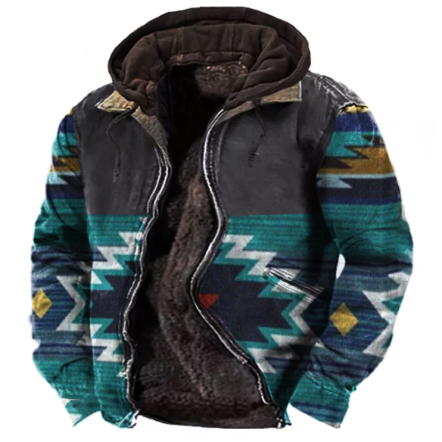 

Men's Vintage Ethnic Outdoor Tactical Hooded Fleece Lined Jacket