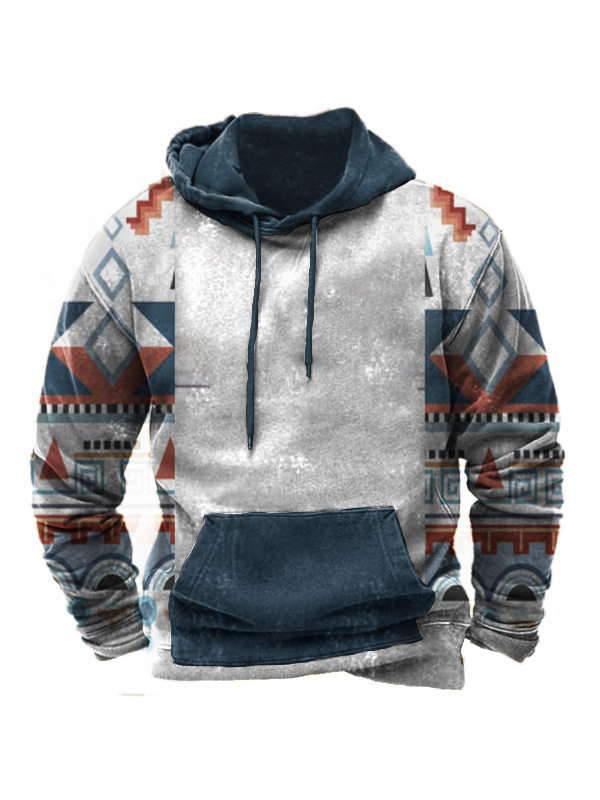 Men's Vintage Aztec Nautical Print Hoodie