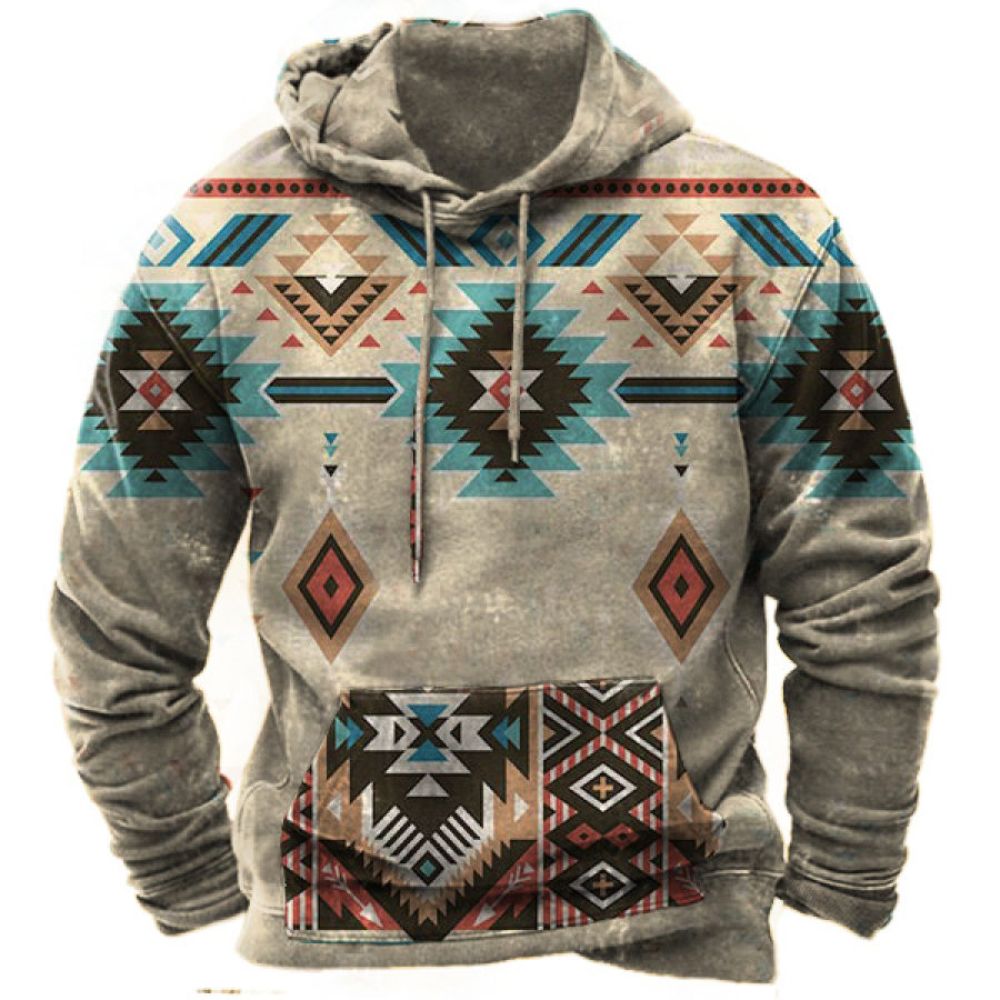 

Men's Vintage Aztec Nautical Print Hoodie