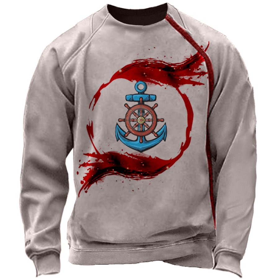 

Men's Color Block Anchor Waterdrop Print Sweatshirt