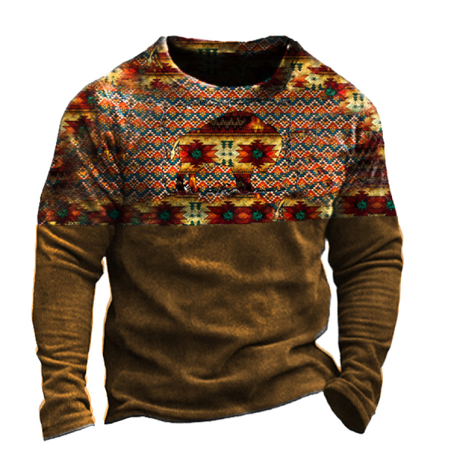 

Men's Vintage Bohemian Western Cowboy Ethnic Print T-Shirt