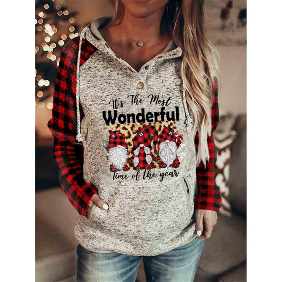 

Women's It's The Most Wonderful Time Of The Year Christmas Gnome Print Hoodie