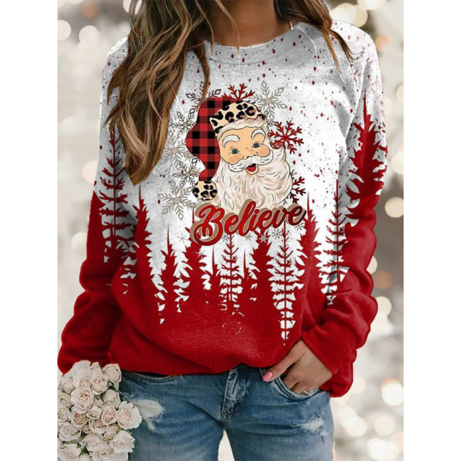 

Women's Christmas Santa Believe Print Sweatshirt