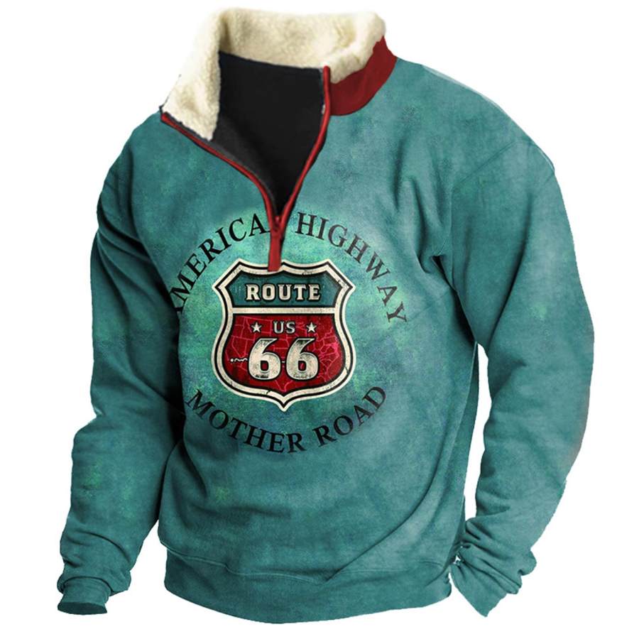 

Men's Outdoor Route 66 Mother Road Print Quarter Zip Sweatshirt