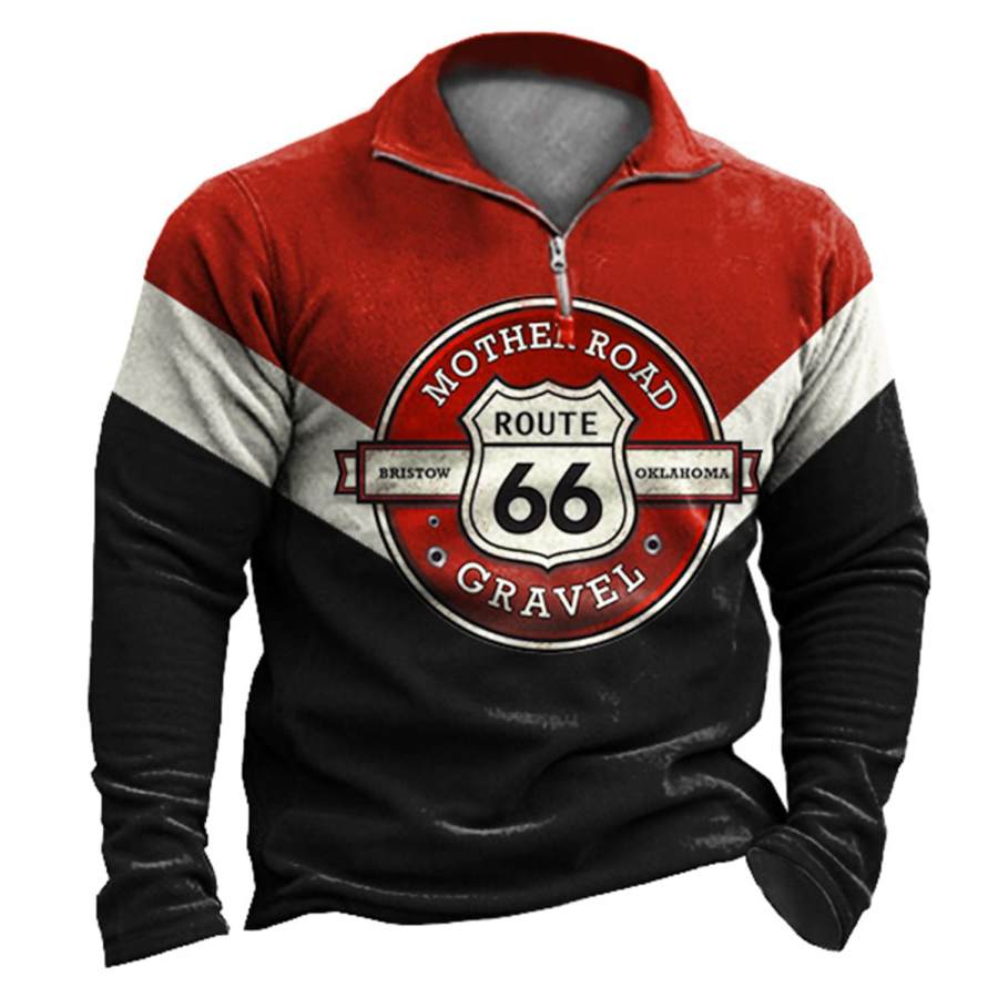 

Men's Route 66 Print Quarter Zip Sweatshirt