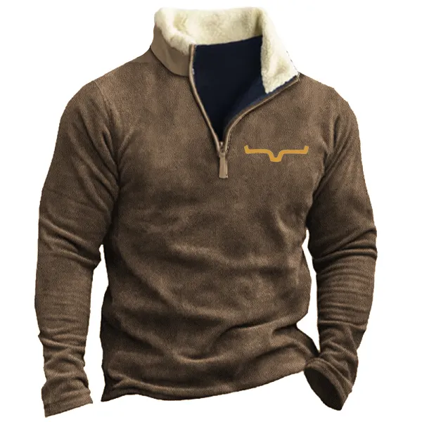 Cowboy Men's Lapel Sweatshirt - Blaroken.com 