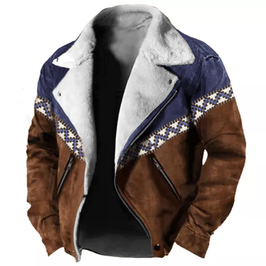 

Men's Outdoor Vintage Ethnic Fleece Lined Tactical Jacket