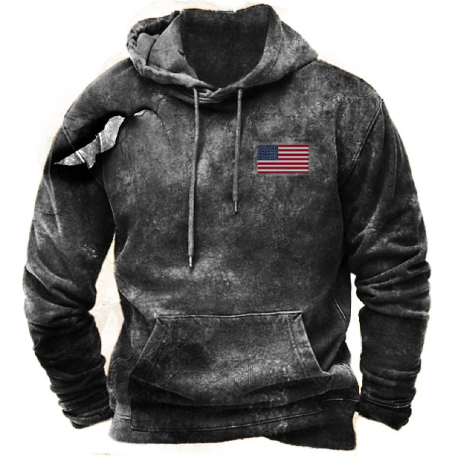 

Men's Vintage Flame Design American Flag Hoodie