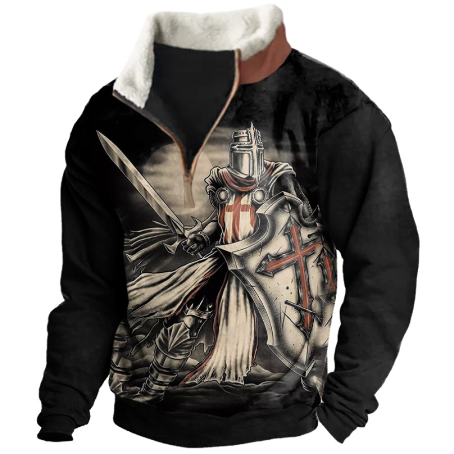 

Men's Vintage Templar Print Winter Sweatshirt