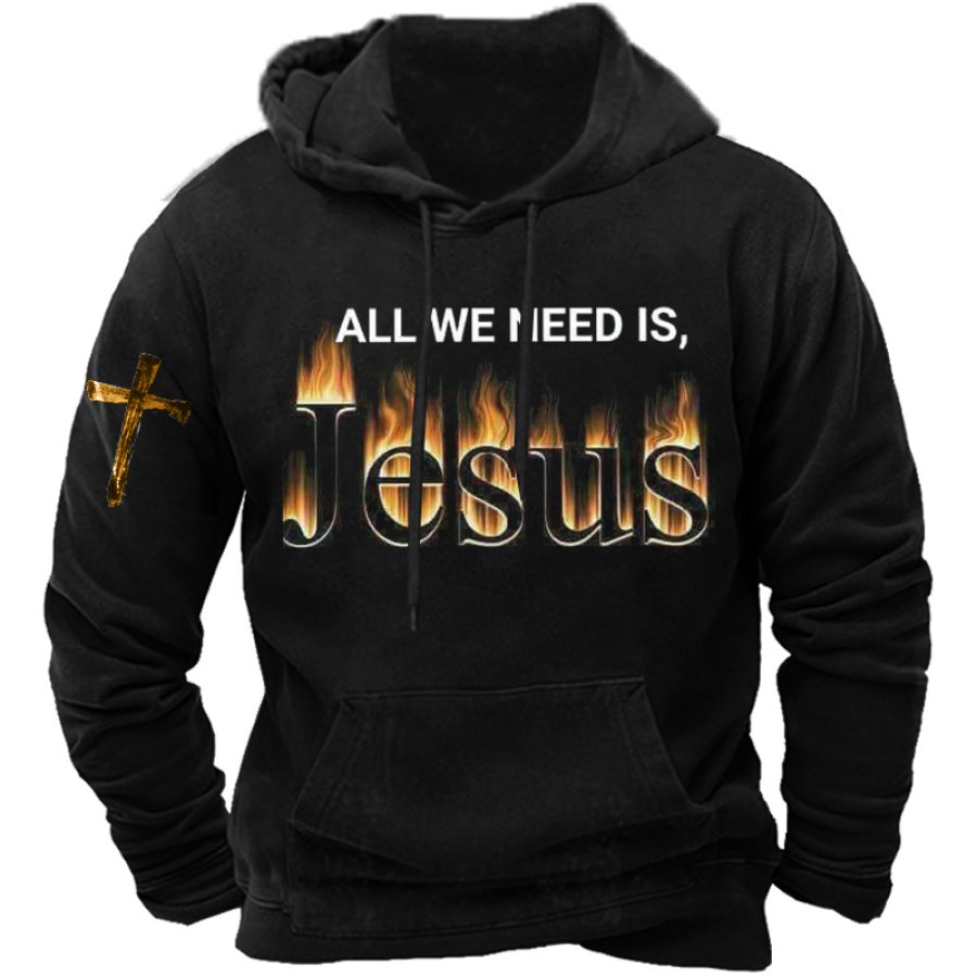 

All We Need Is Jesus Men's Faith Print Sweatshirt