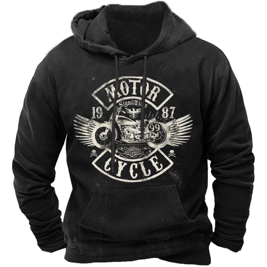 

Men's Vintage Motorcycle Road Trip Print Hoodie