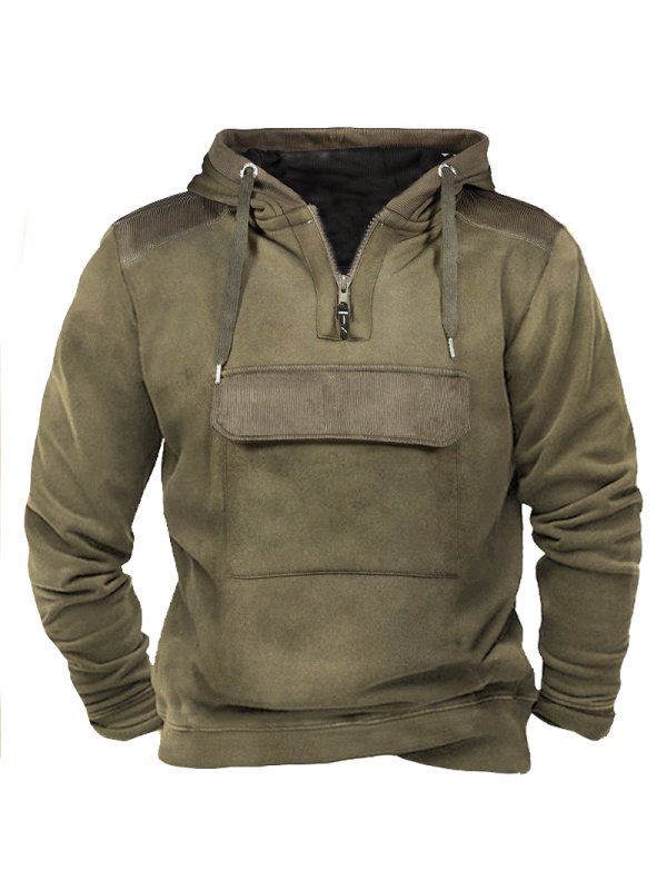 Men's Vintage Outdoor Tactical Pocket Hoodie