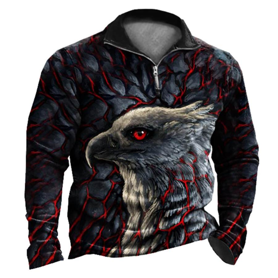 

Men's Outdoor Eagle Print Quarter Zip Sweatshirt