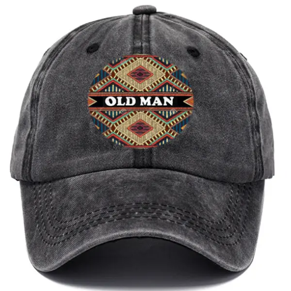 Men's Retro Old Man Ethnic Print Sun Hat - Salolist.com 