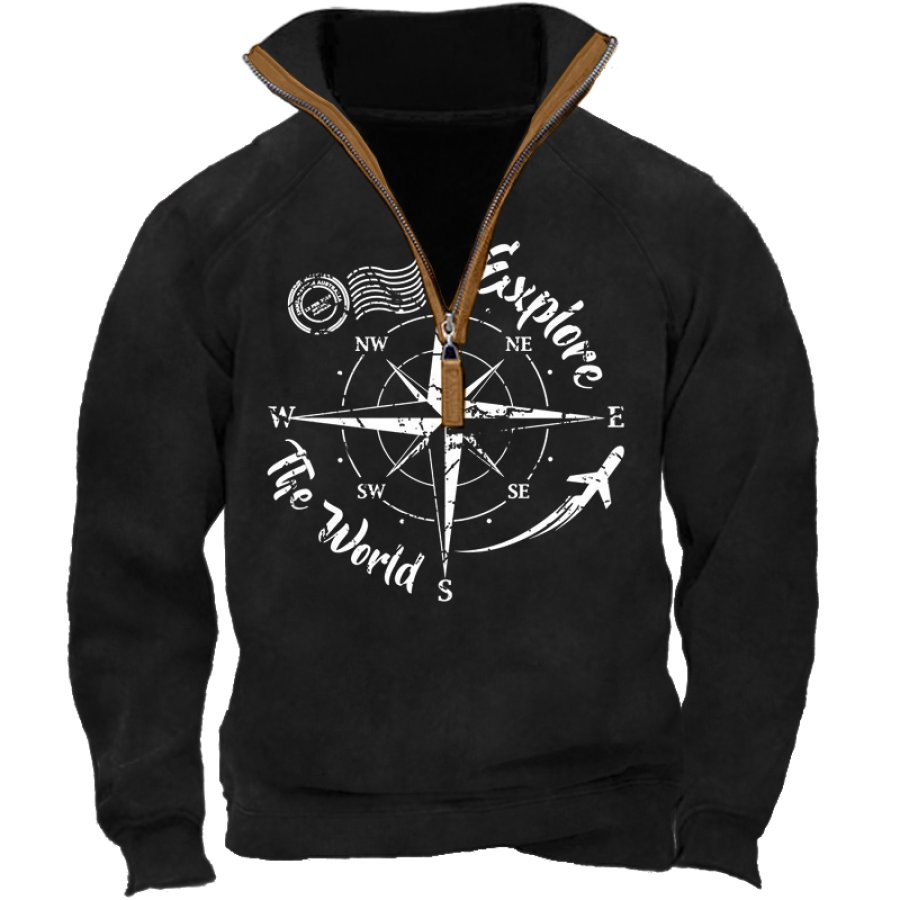 

Men's Compass Outdoor Trip Colorblock Zipper Mock Neck Sweatshirt