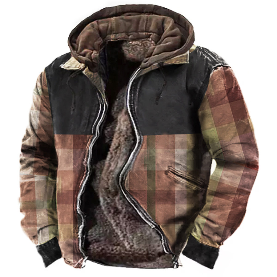 

Men's Vintage Ethnic Outdoor Tactical Hooded Fleece Lined Jacket