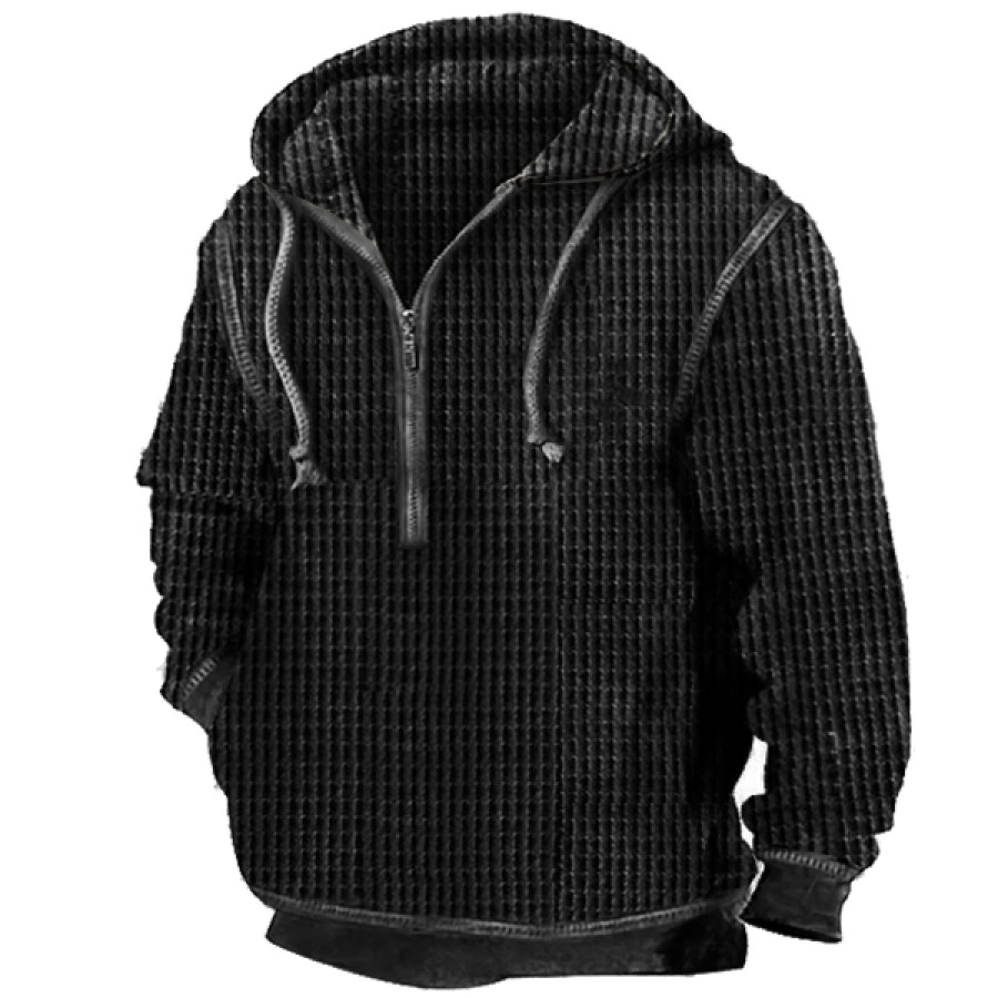 

Men's Waffle Knit Pullover Zip Hoodie