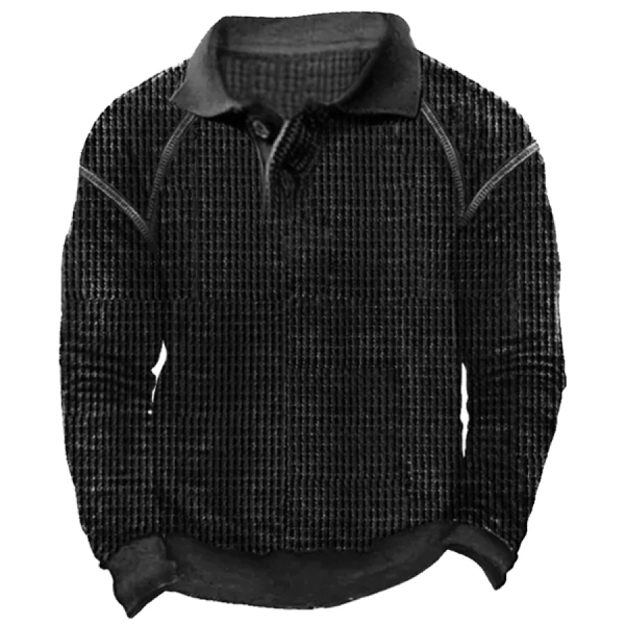 

Men's Waffle Knit Pullover Polo Sweatshirt