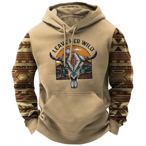Men's Vintage Western Ethnic Print Hoodie - Kalesafe.com 
