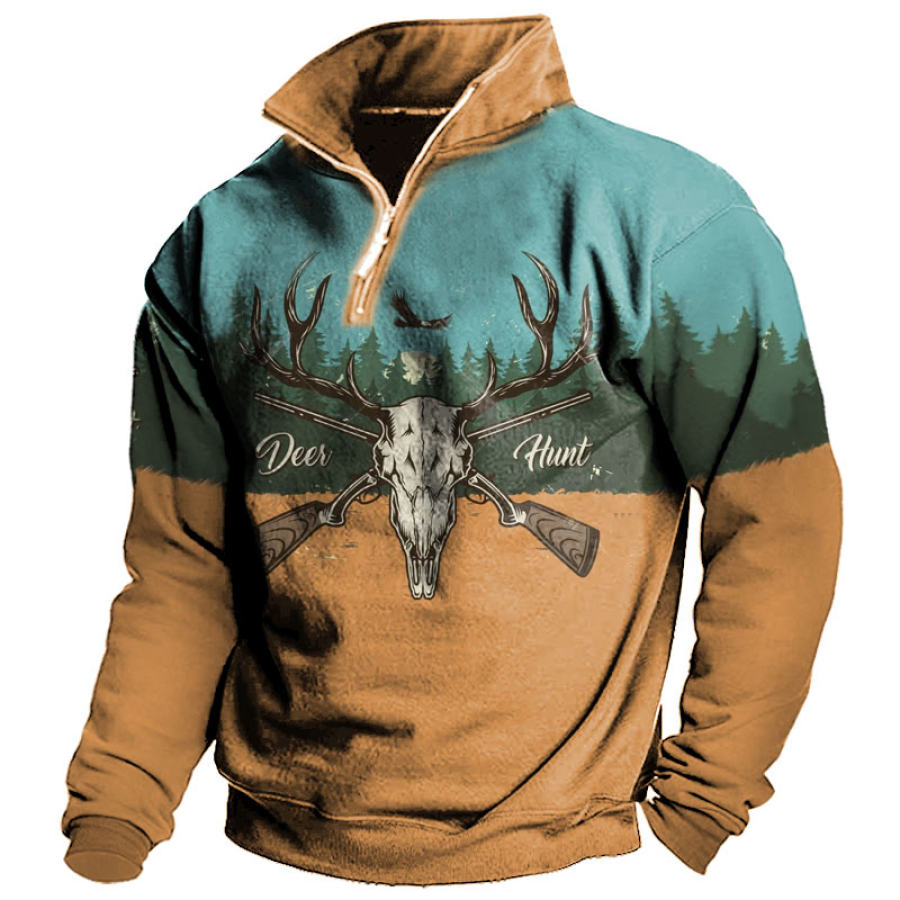 

Men's Vintage Western American Print Zip Up Sweatshirt