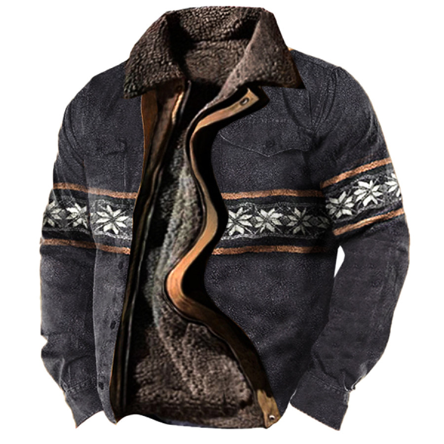

Men's Vintage Western Aztec Tribal Geometric Print Winter Jacket