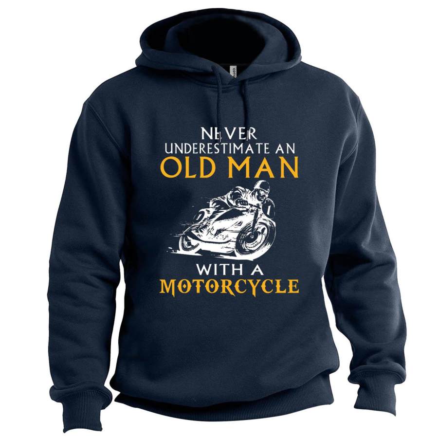 

Men's Old Man With Motocycle Print Hoodie