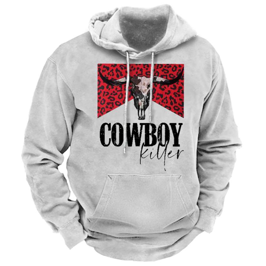 

Men's Western Cowboy Killers Bull Print Hoodie