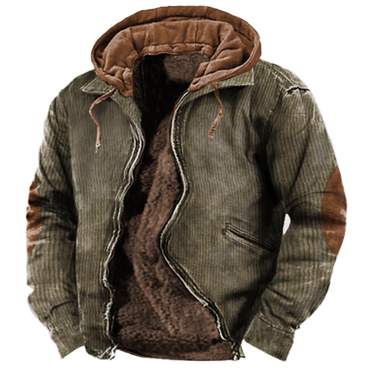 Men's Outdoor Tactical Plus Chic Fleece Warm Thick Hooded Jacket