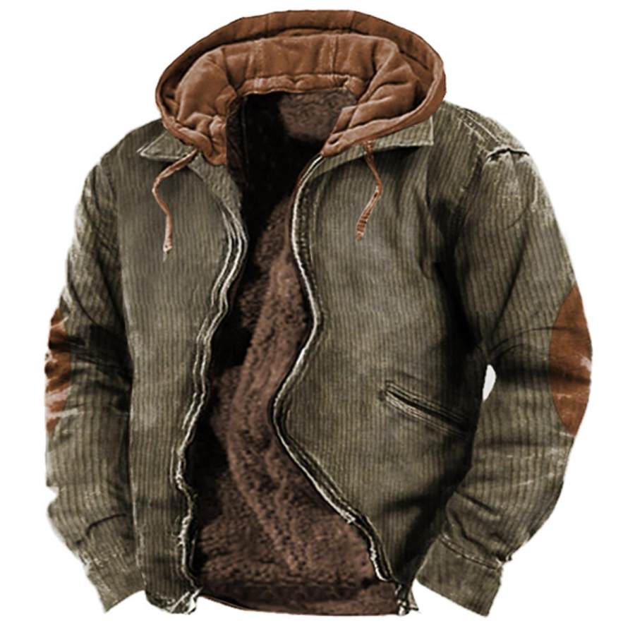 

Men's Outdoor Tactical Plus Fleece Warm Thick Hooded Jacket