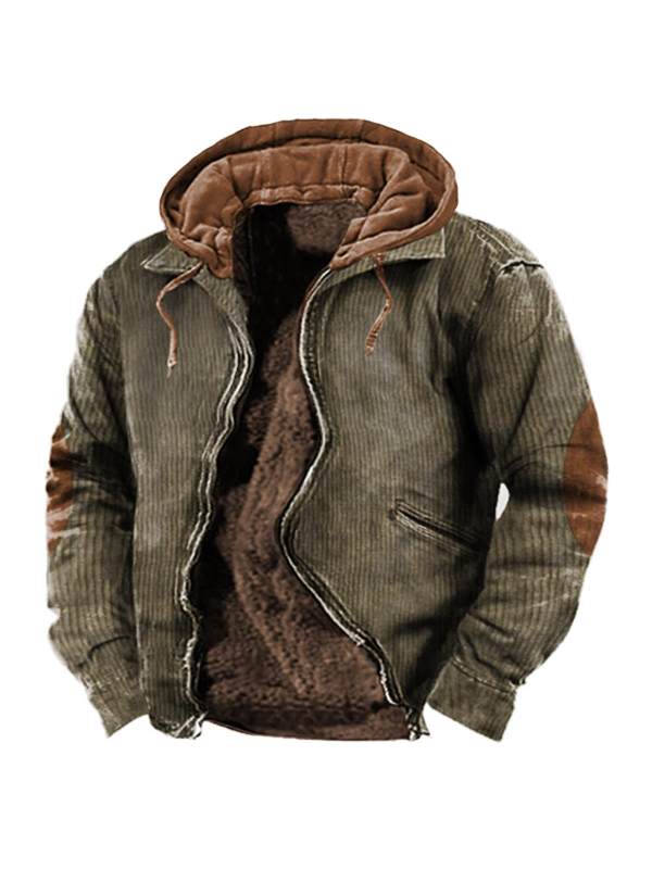 Men's Outdoor Tactical Plus Fleece Warm Thick Hooded Jacket