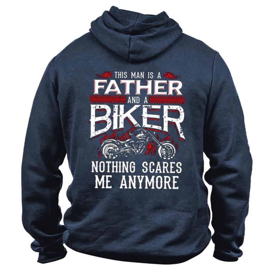 

Men's Fathers Biker Motorcycle Nothing Scares Print Hoodie