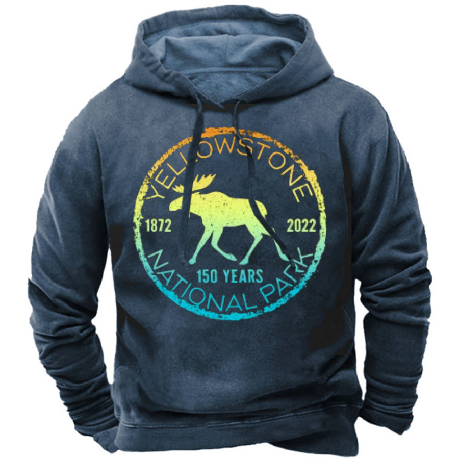 

Yellowstone National Park 150 Year Celebration Moose Print Men's Hoodie