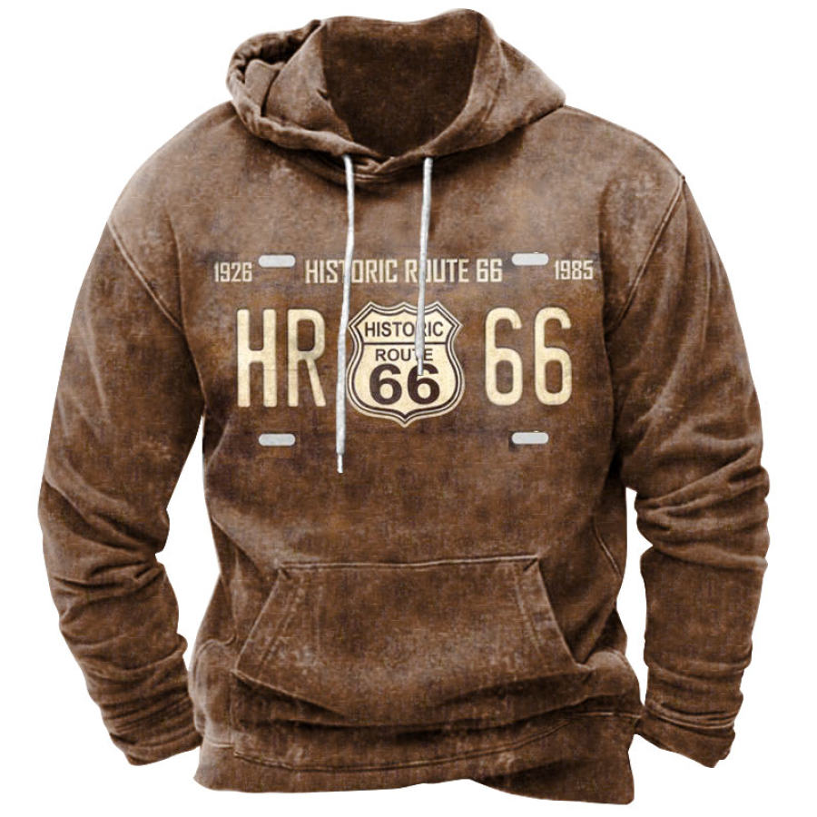 

Vintage Men's Outdoor Route 66 Print Hoodie