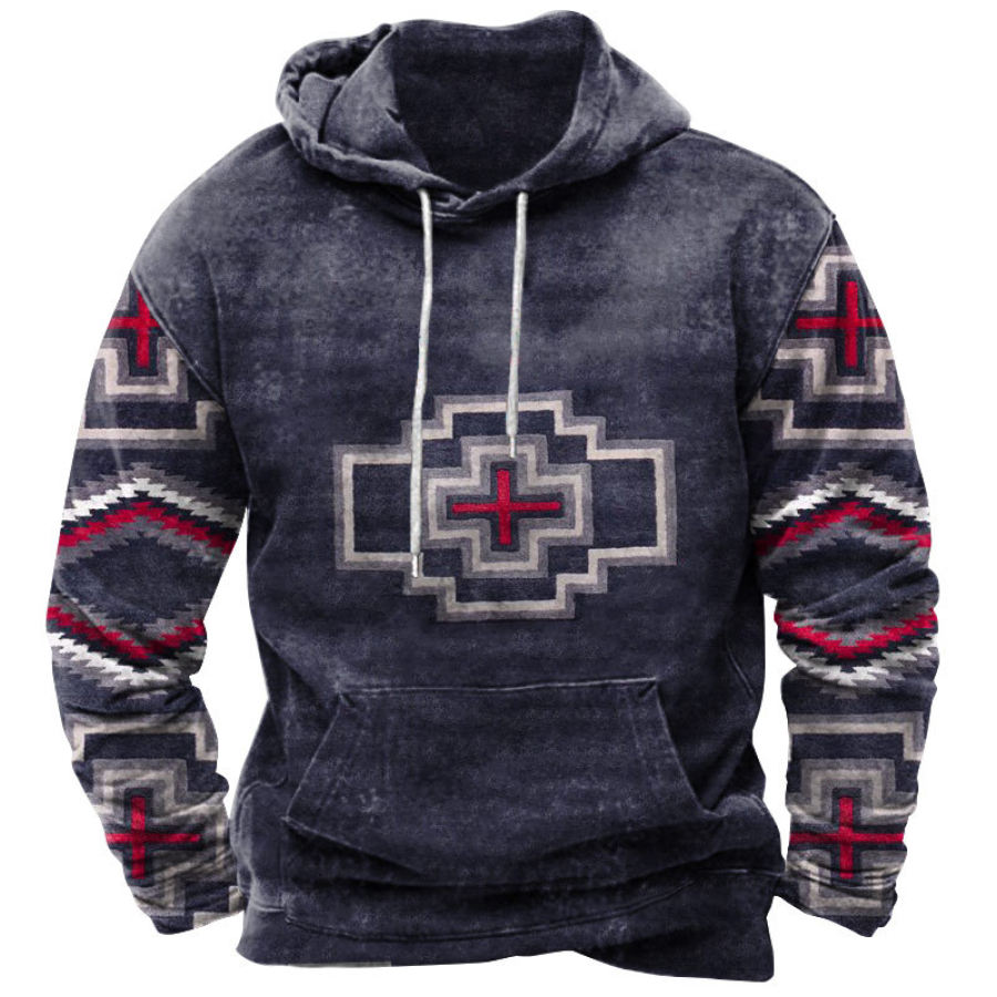 

Vintage Men's Outdoor Ethnic Print Hoodie