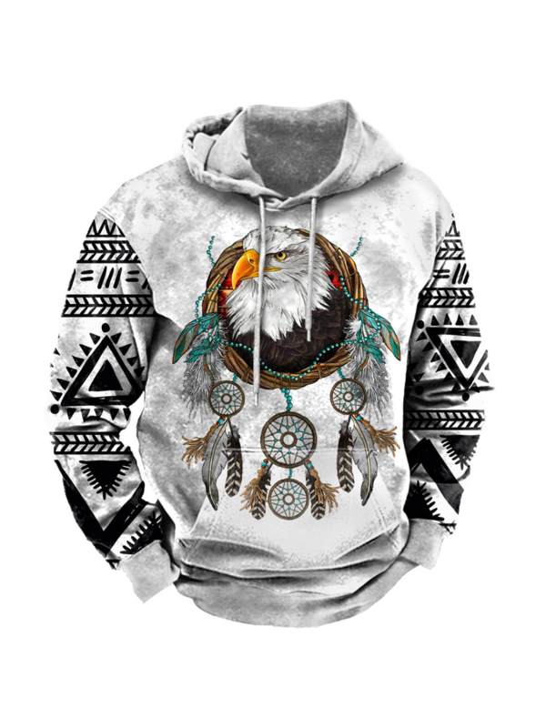 Men's Western Eagle Native American Dream Catcher Print Hoodie