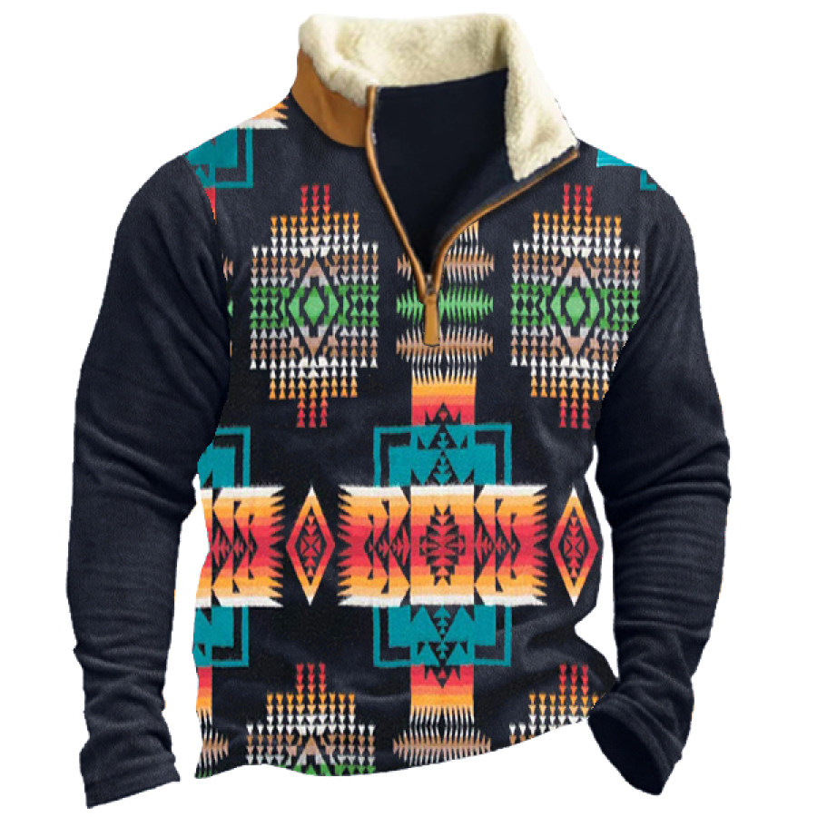 

Cowboy Aztec Men's Lapel Sweatshirt