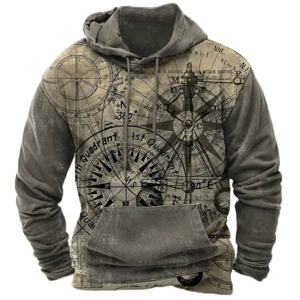 Pirate Ship Nautical Compass Men's Hoodie - Kalesafe.com 