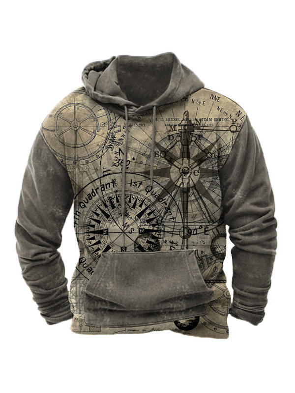 Pirate Ship Nautical Compass Men's Hoodie