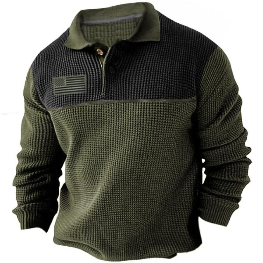 

Men's Outdoor Waffle American Flag Tactical Polo Shirt