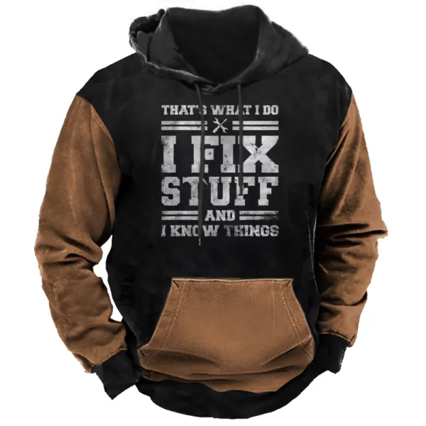 Fix Stuff And I Know Things Men's Letter Print Hoodie - Chrisitina.com 