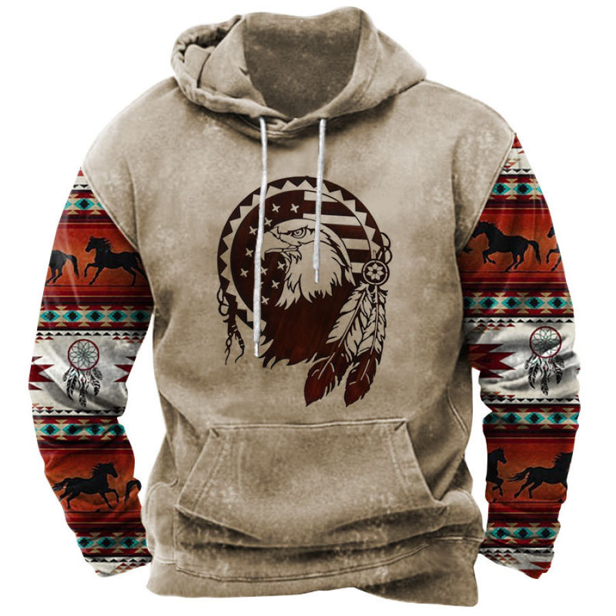 

Men's Vintage Western Ethnic Print Hoodie