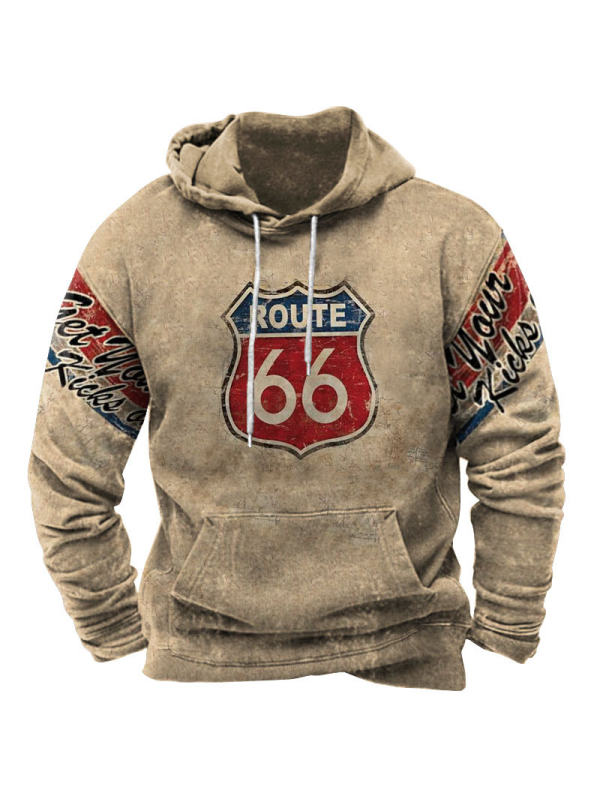 Men's Vintage Route 66 Print Hoodie