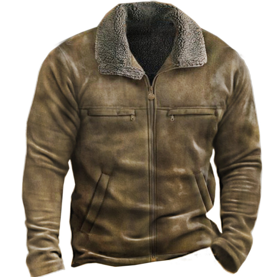 

Men's Outdoor Vintage Fleece Warm Zipper Jacket