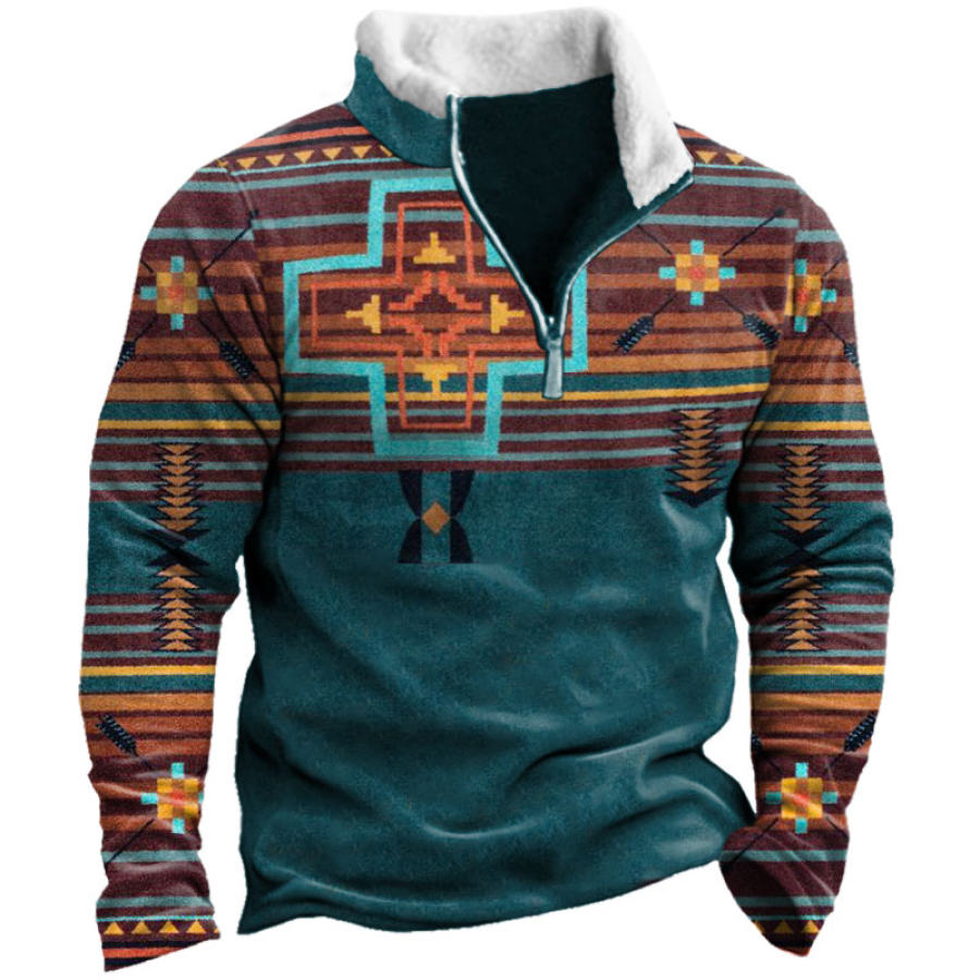 

Men's Vintage Ethnic Print Sweatshirt