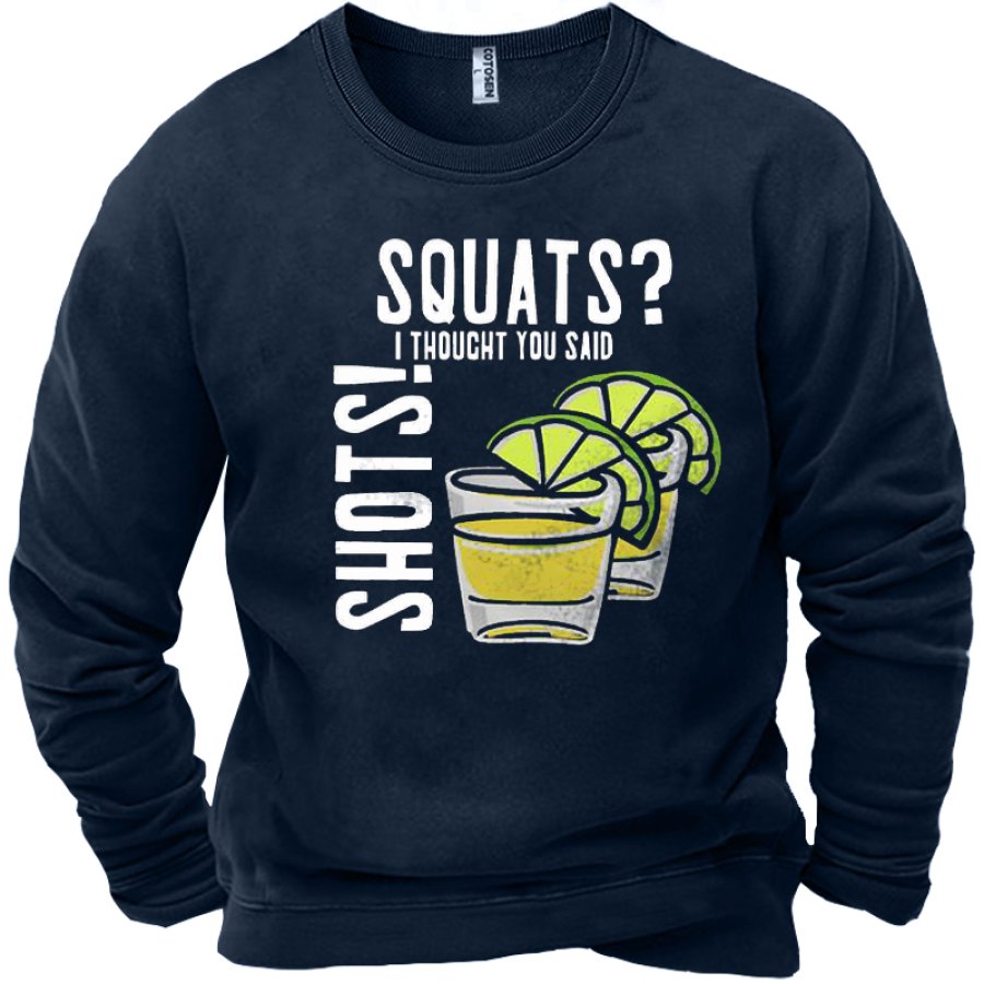 

I Thought You Said Shots Men's Fun Beer Print Crew Neck Sweatshirt