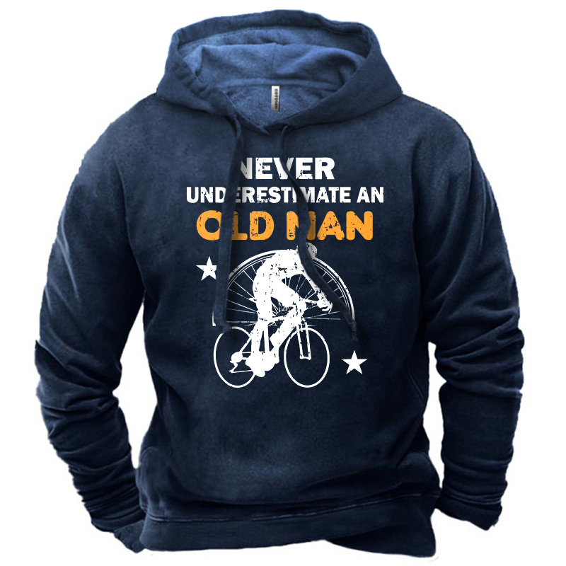 Never Underestimate An Old Chic Man With A Bicycle Men's Hoodie